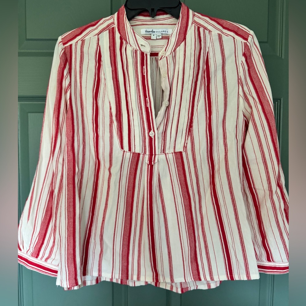 ❤️  STEVEN ALAN x CLARE V. WOMEN'S COTTON STRIPED LOOSE FIT SHIRT BOHEMIAN